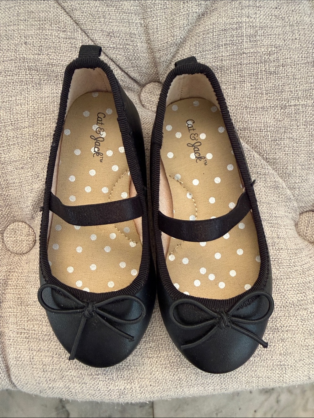 Cat & Jack Black Girls Mary Jane Ballet Flats with Bow